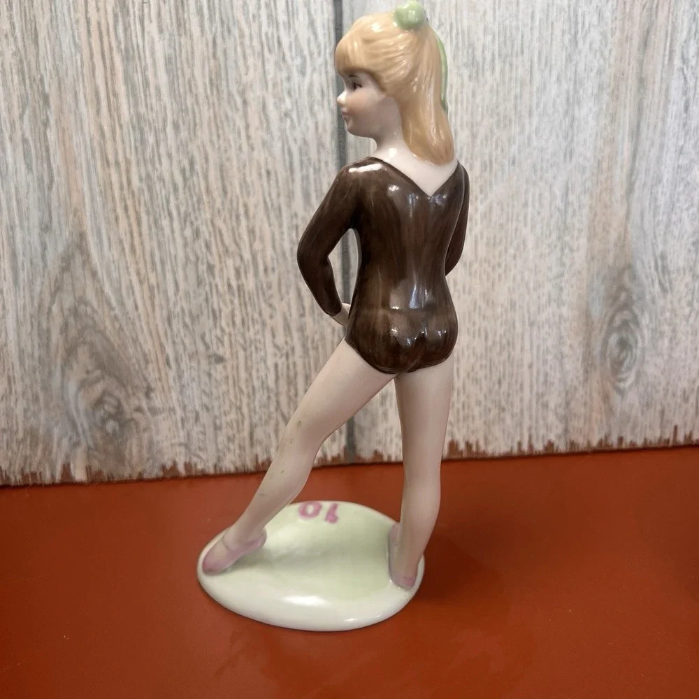 Heartline 10th Birthday Ballerina Gymnast Porcelain Figurine Cake Topper Vintage